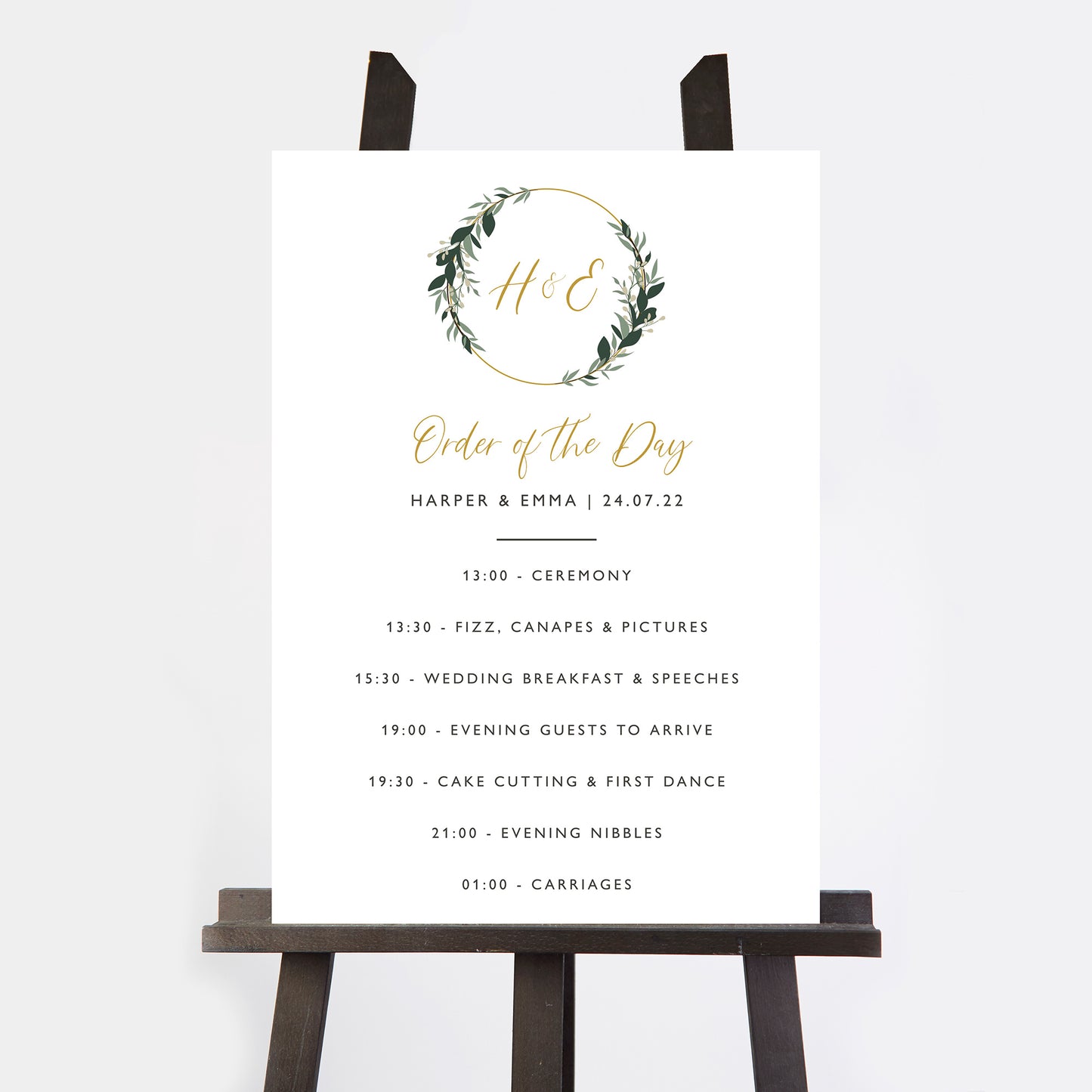 Foliage Hoop Wedding Order of the Day Sign