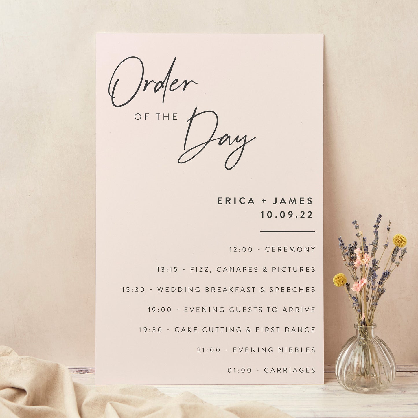 Minimal Script Wedding Order of the Day Sign
