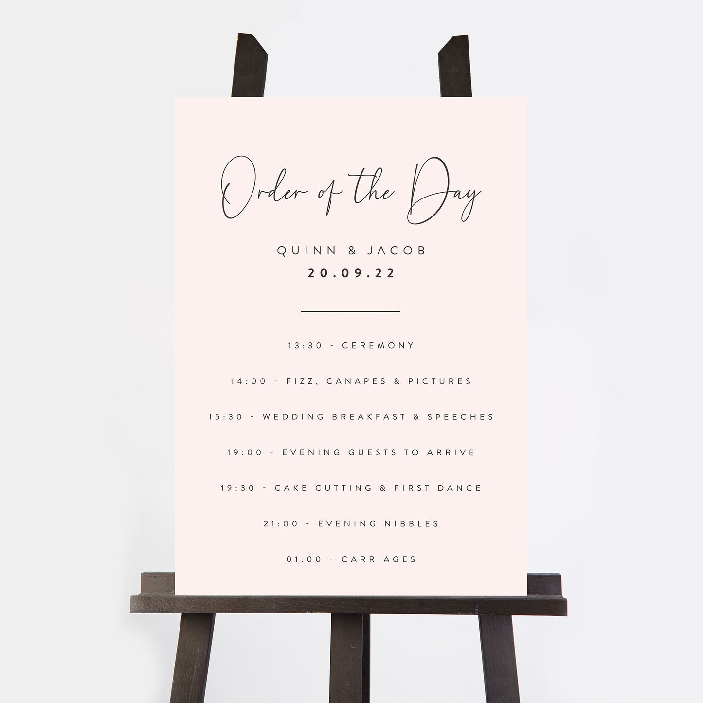 Romantic Script Wedding Order of the Day Sign