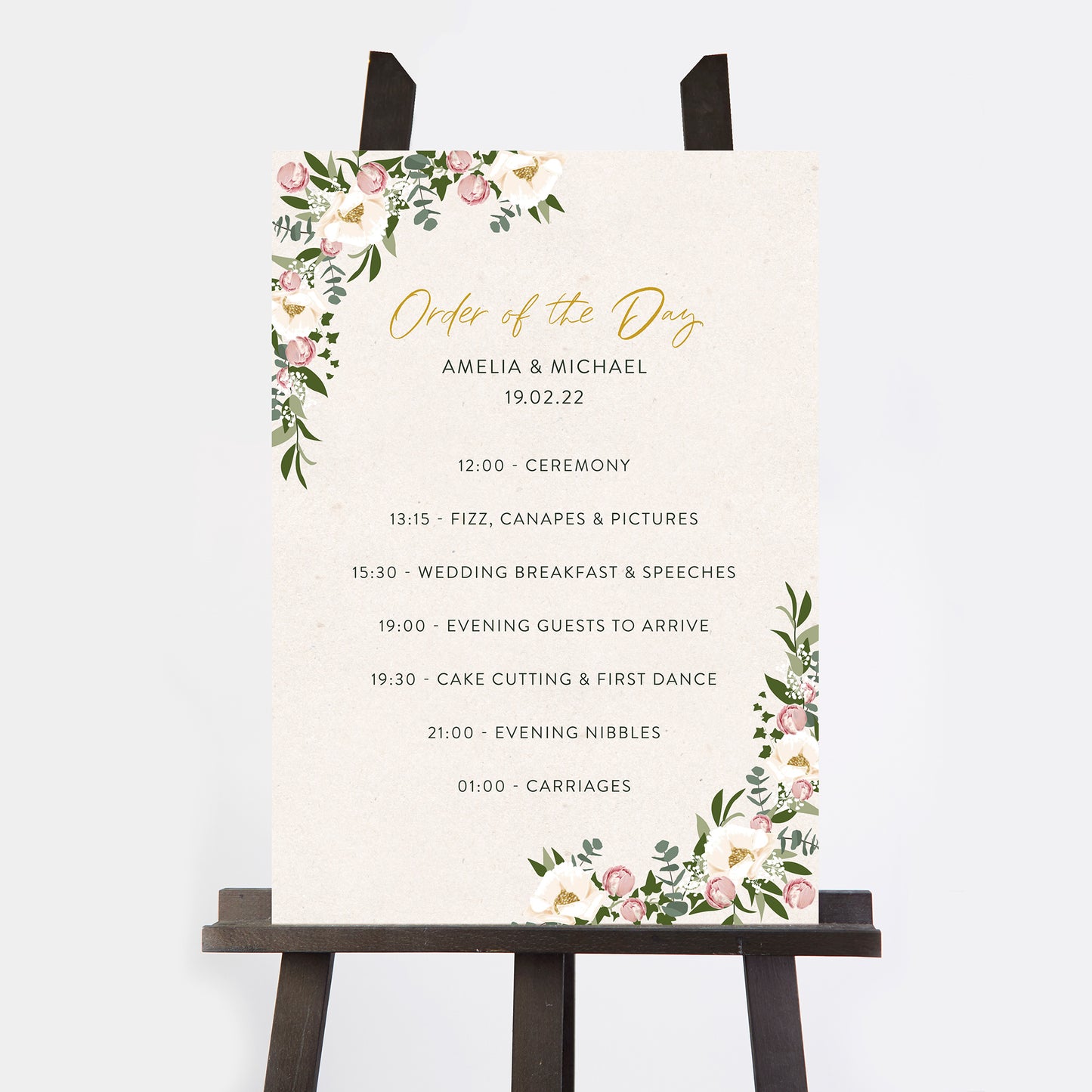 Floral Hoop Wedding Order of the Day Sign