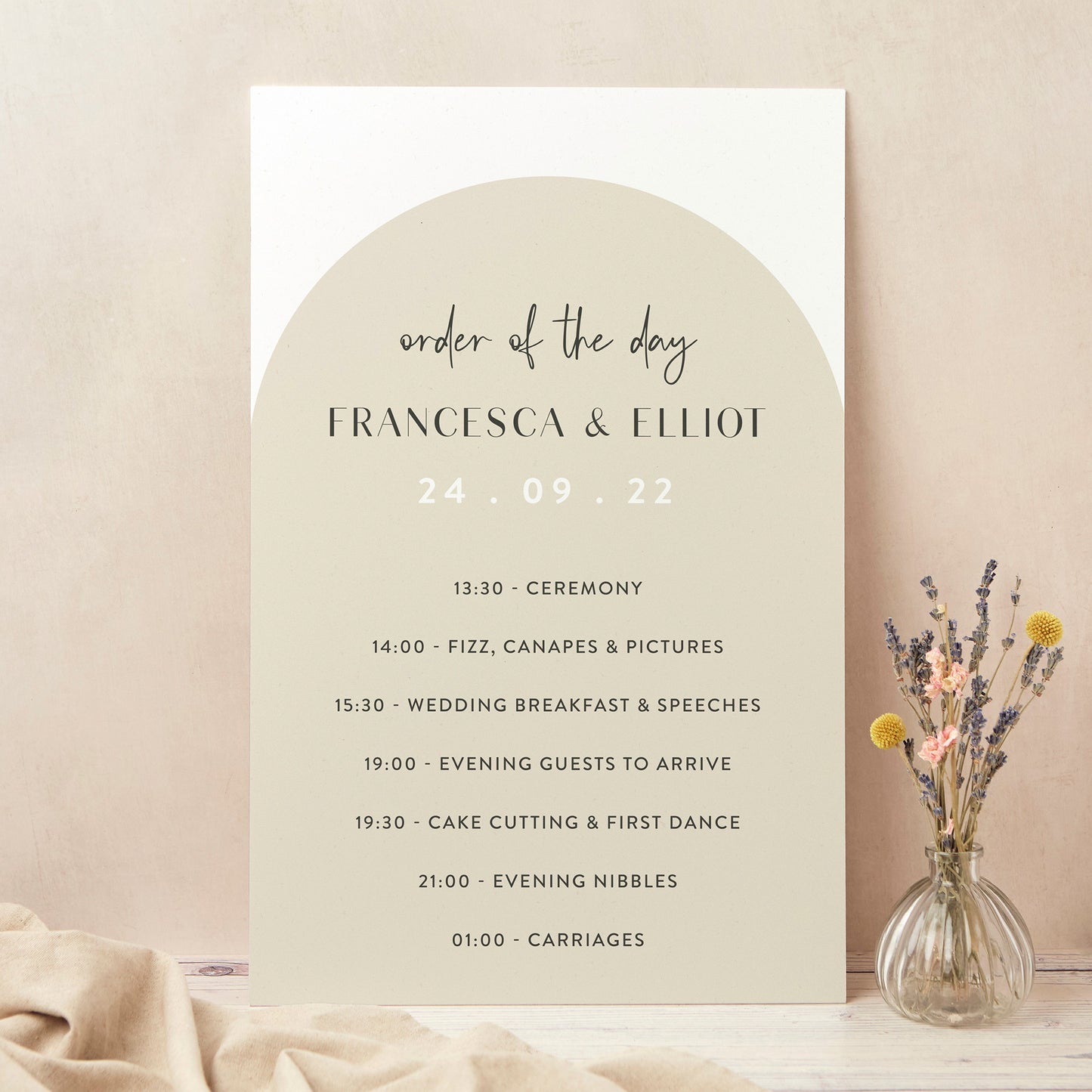 Minimalist Arch Wedding Order of the Day Sign