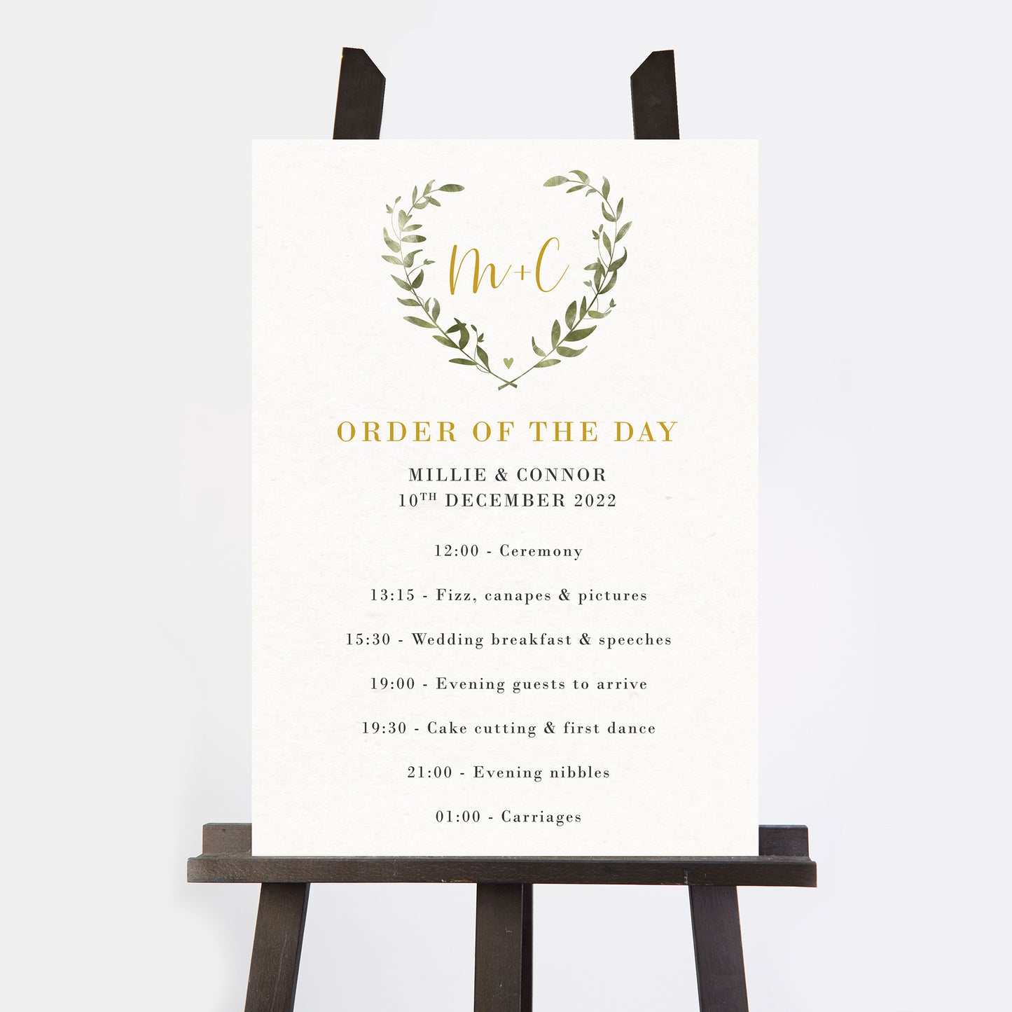 Greenery Botanical Wedding Order of the Day Sign