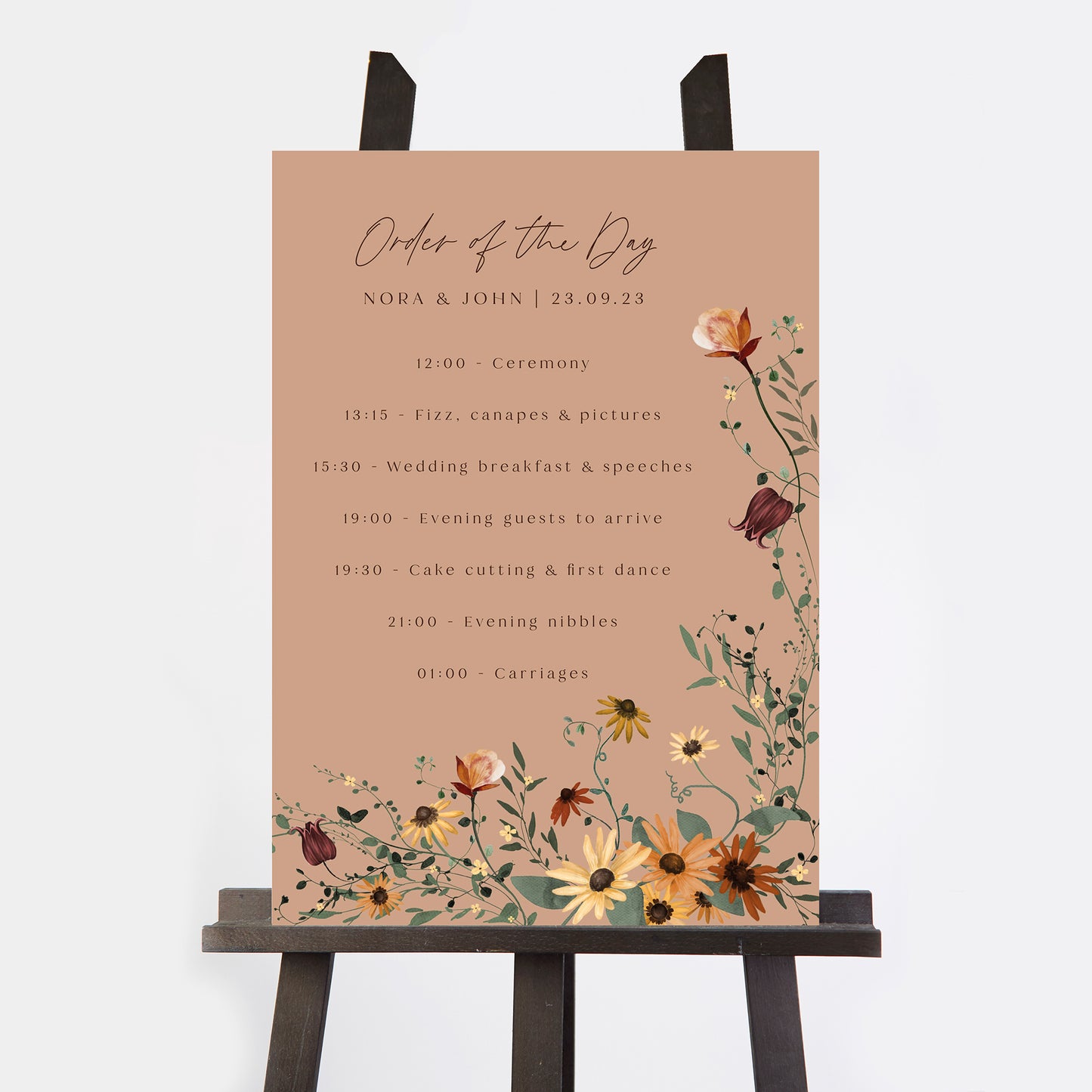 Autumn Wildflowers Wedding Order of the Day Sign
