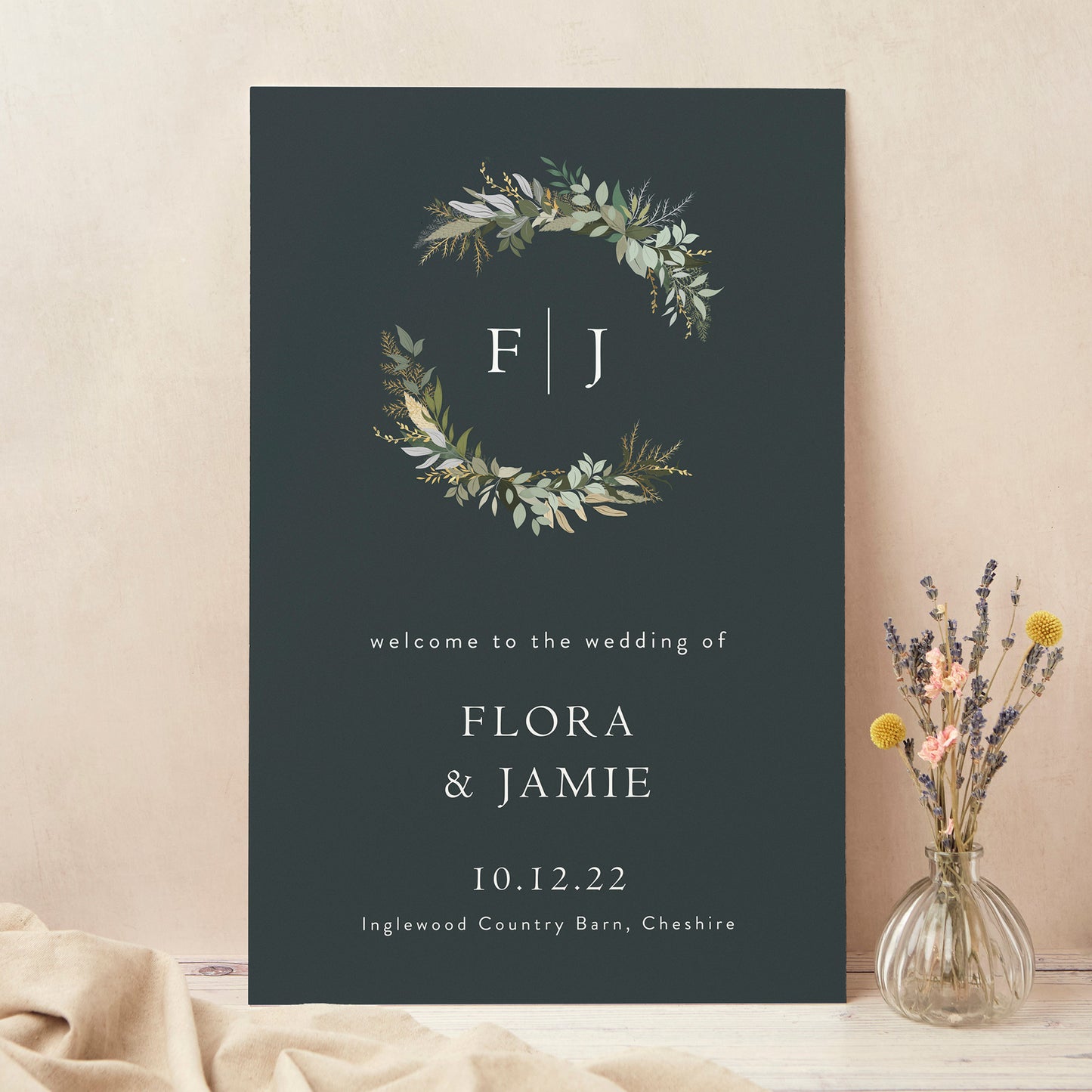 Winter Botanical Wedding Welcome Sign