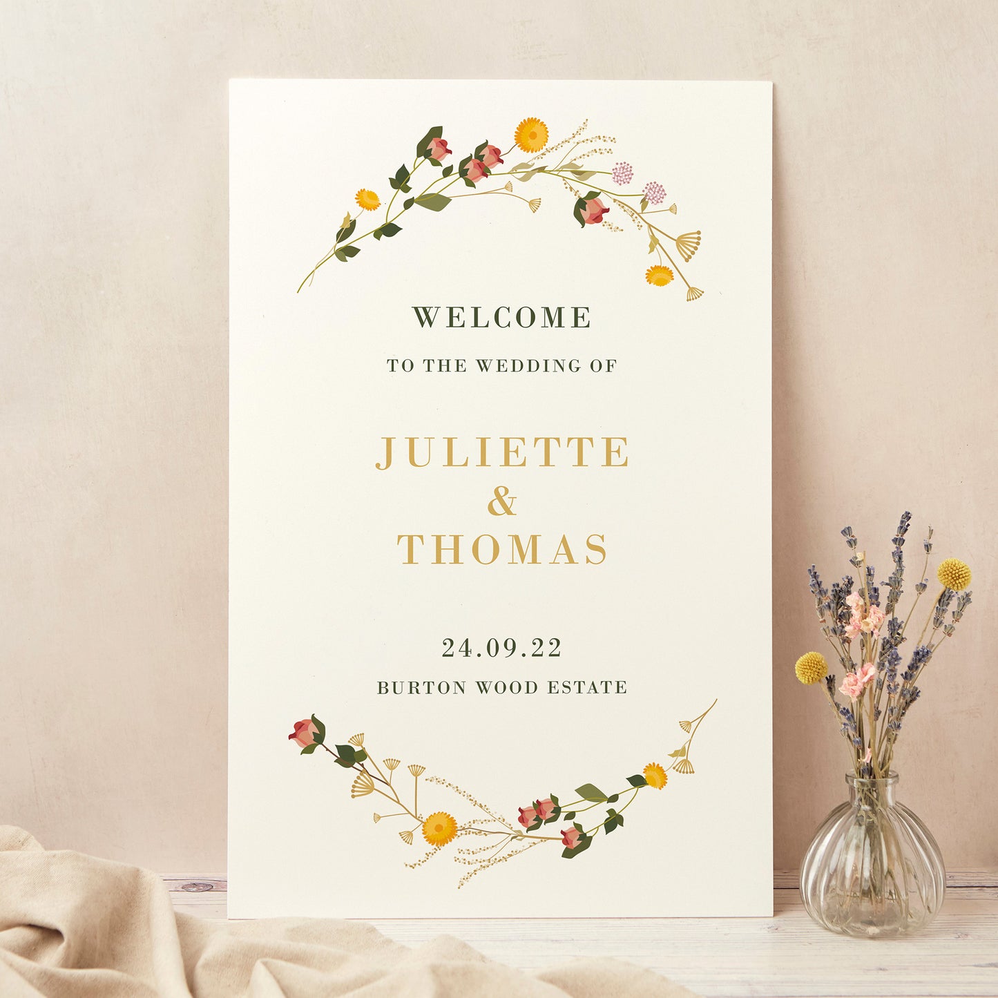 Rustic Wildflowers Wedding Welcome Sign
