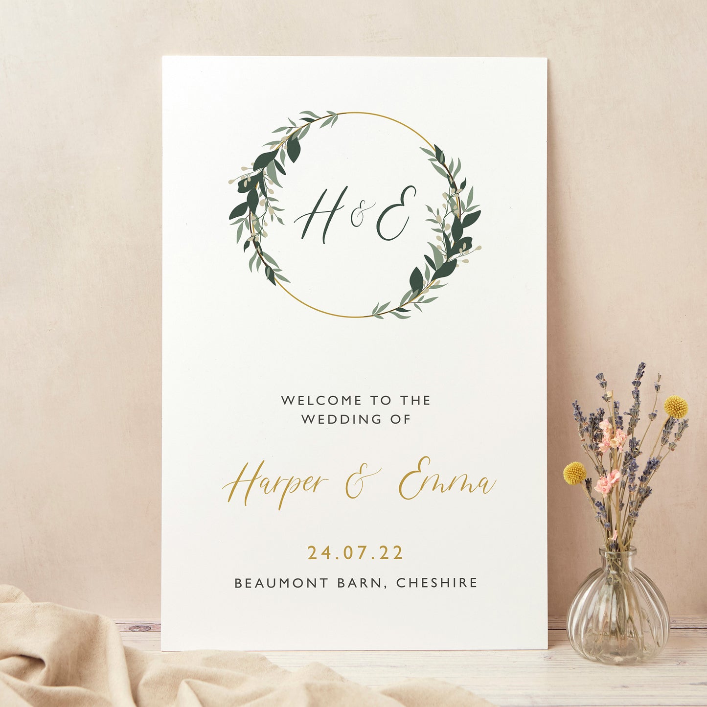 Foliage Hoop Wedding Welcome Sign