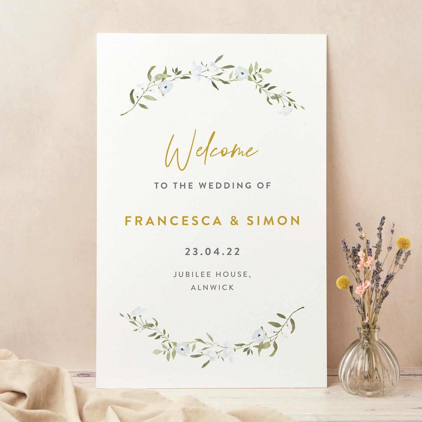 Spring Flowers Wedding Welcome Sign