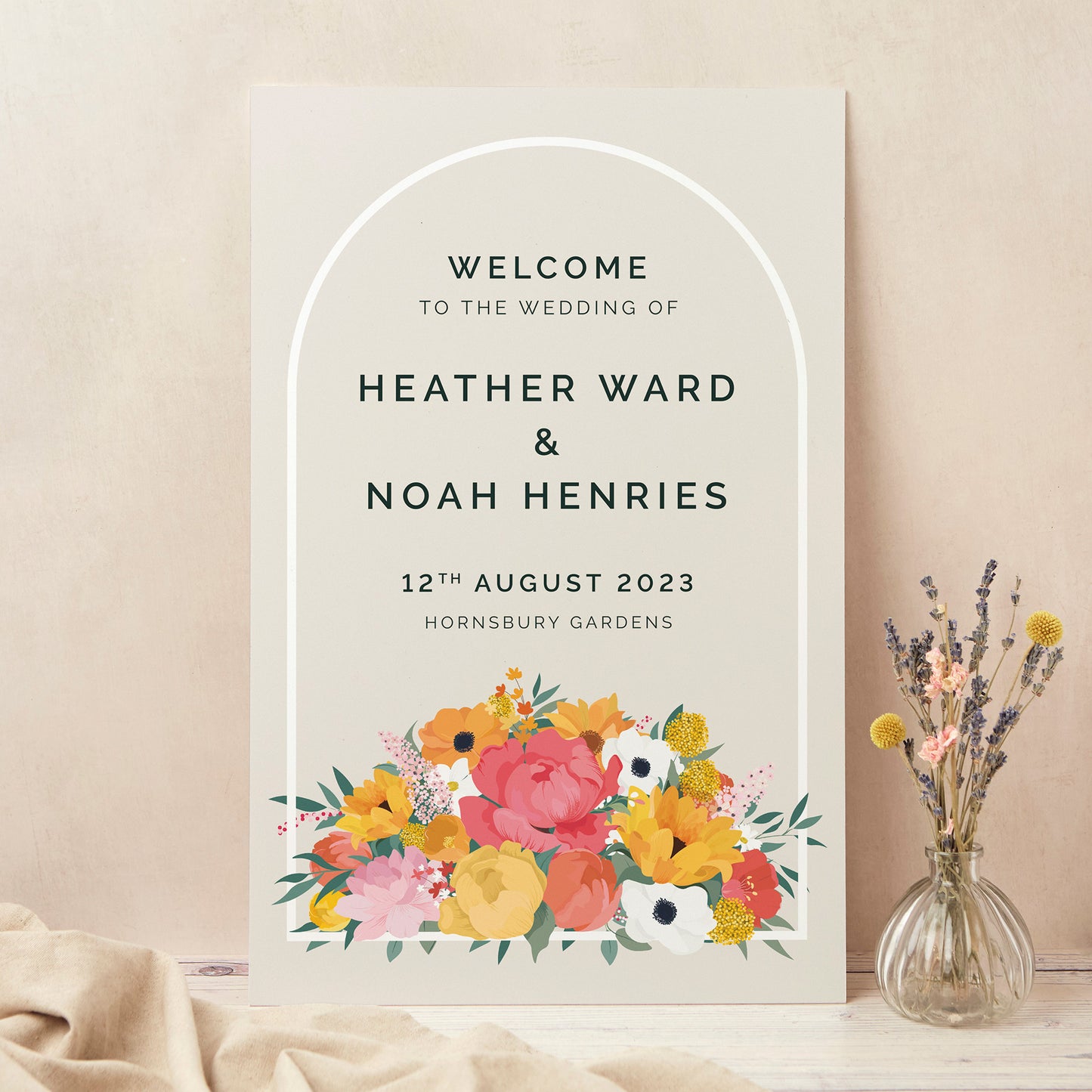 Bright Flowers Wedding Welcome Sign