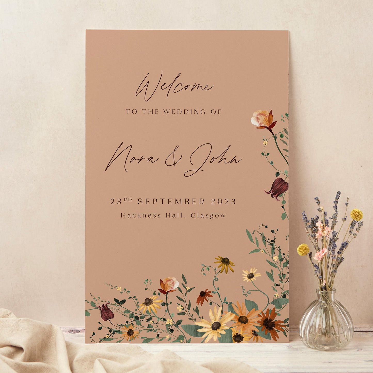Autumn Wildflowers Wedding Welcome Sign
