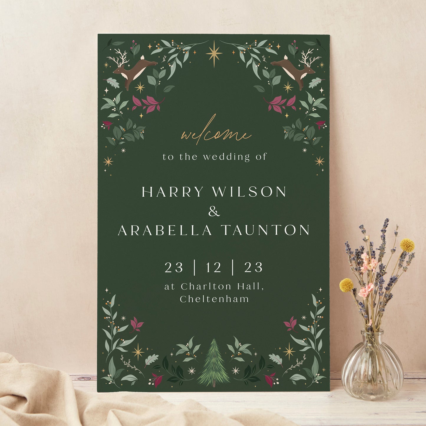 Winter Christmas Wedding Welcome Sign