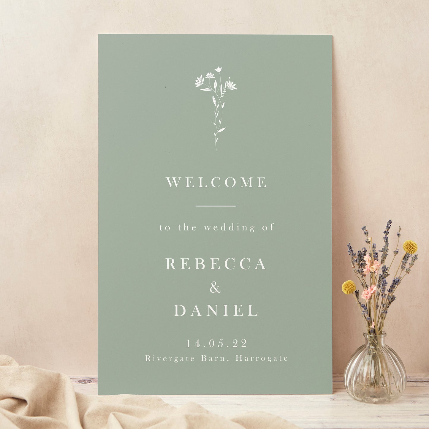 Sage Wildflower Wedding Welcome Sign