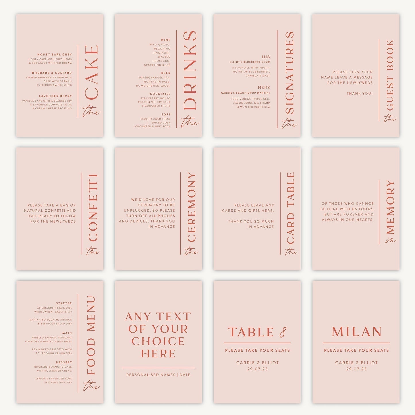 Drinks Menu Sign Wedding Sign A5 Sturdy Foamex Sign Modern Layout