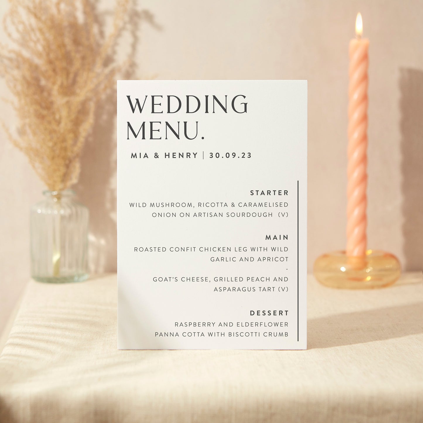 Wedding Menu Sign Wedding Sign A5 Sturdy Foamex Sign Minimal Layout
