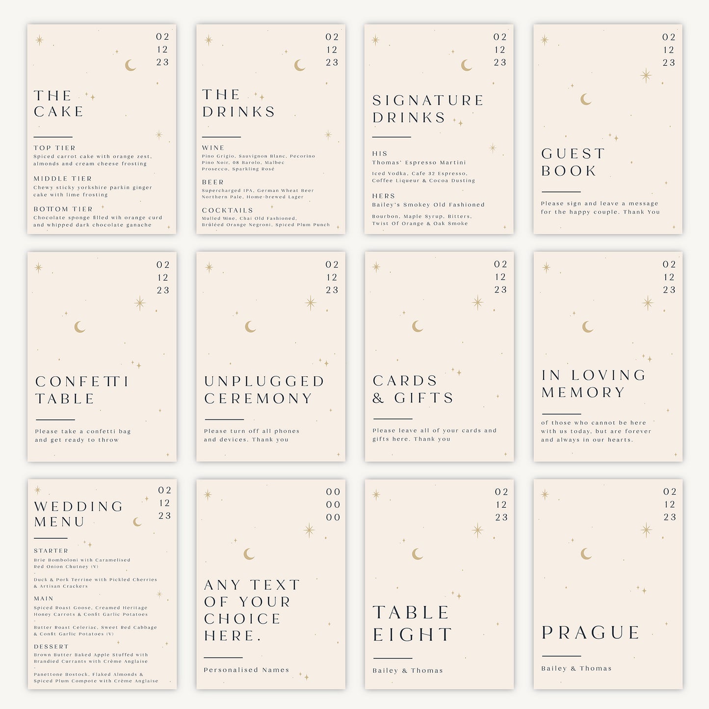 Wedding Cake Sign Wedding Sign A4 Sturdy Foamex Sign Celestial Night Sky