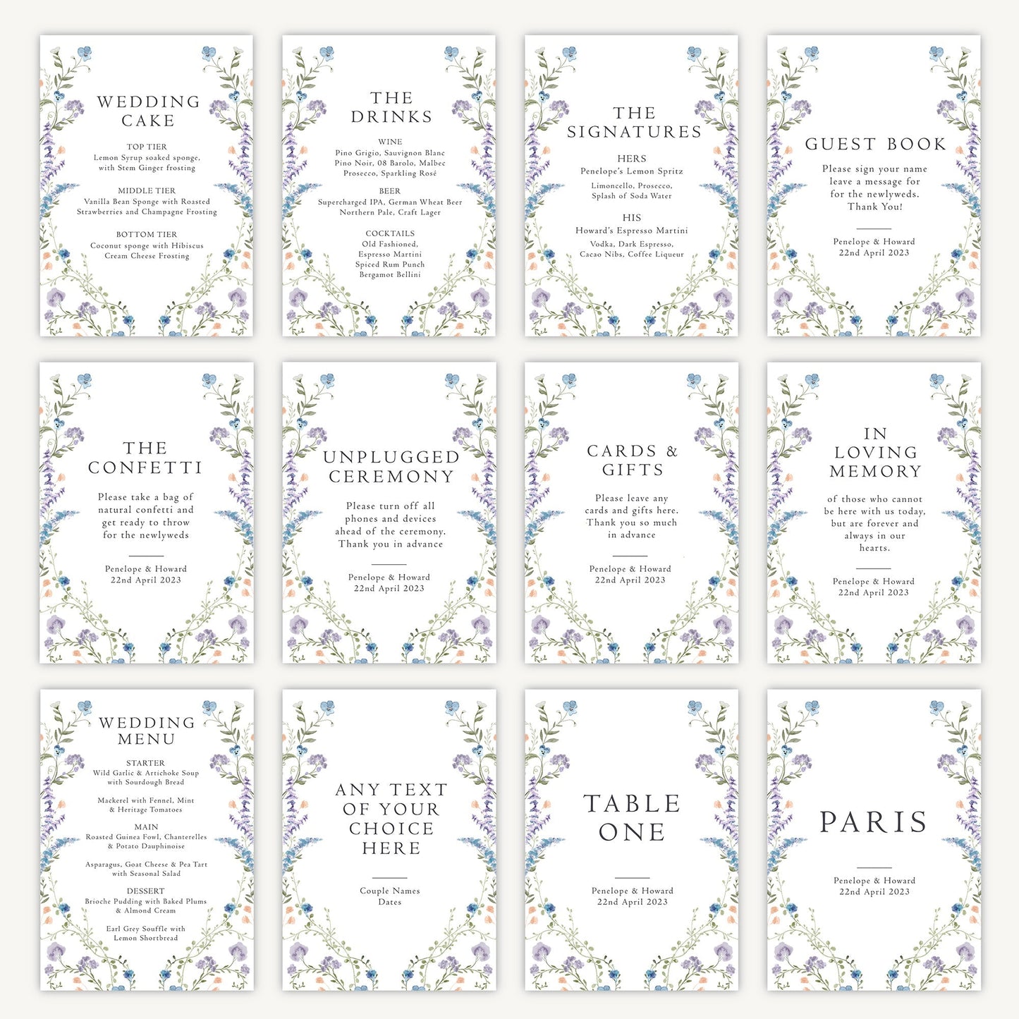 Drinks Menu Sign Wedding Sign A5 Sturdy Foamex Sign Regency Floral