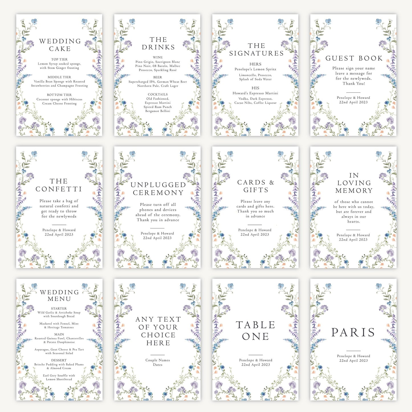 Signature Drinks Sign Wedding Sign A4 Sturdy Foamex Sign Regency Floral