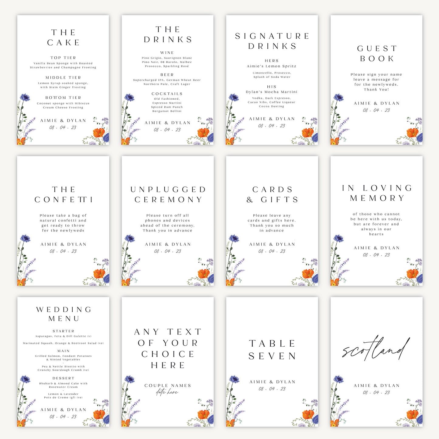 Wedding Cake Sign Wedding Sign A4 Sturdy Foamex Sign Pressed Wildflowers