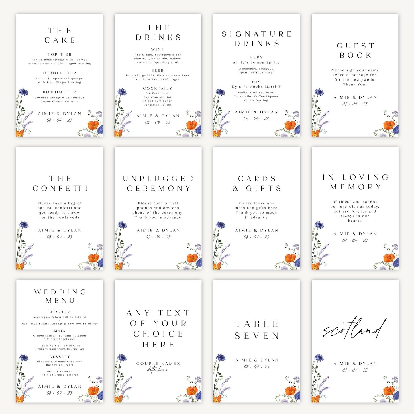 Confetti Sign Wedding Sign A4 Sturdy Foamex Sign Pressed Wildflowers