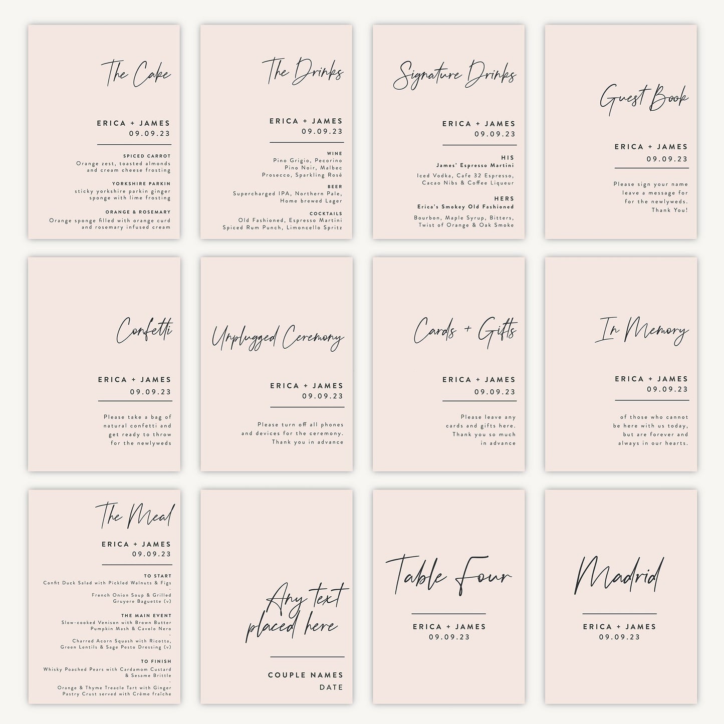 Table Number Sign Wedding Sign A5 Sturdy Foamex Sign Minimal Script