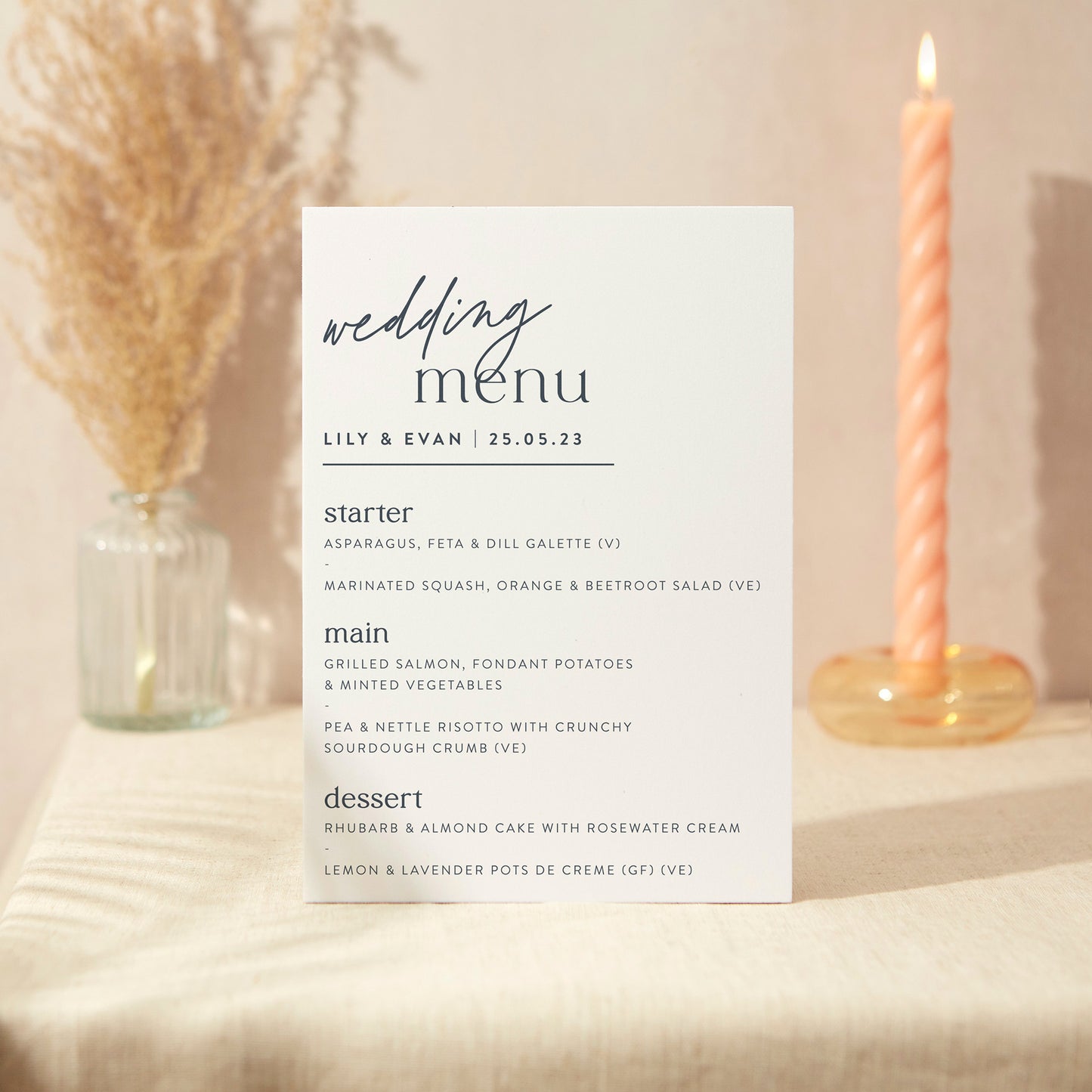 Wedding Menu Sign Wedding Sign A4 Sturdy Foamex Sign Modern Typography Script