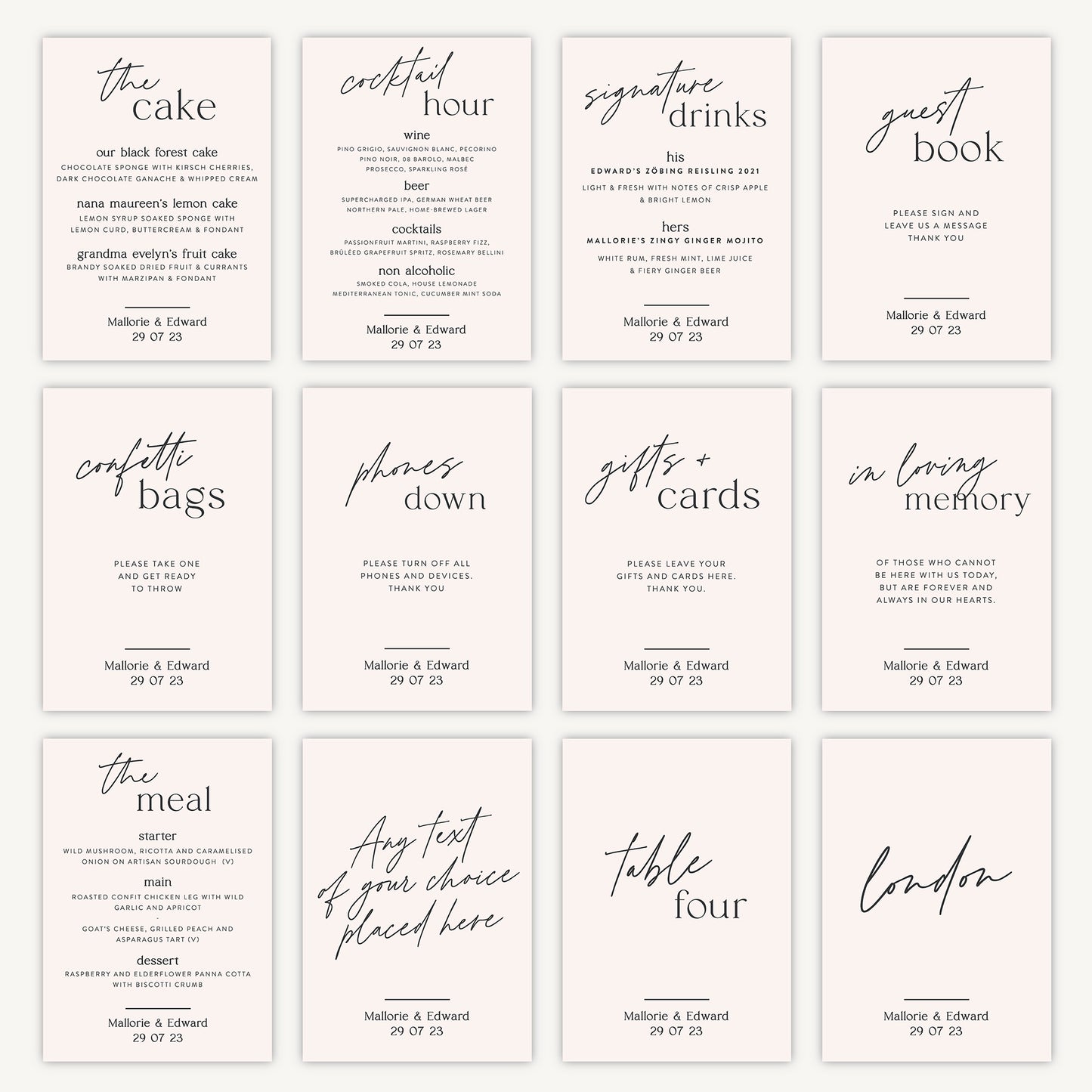 Wedding Cake Sign Wedding Sign A4 Sturdy Foamex Sign Modern Calligraphy