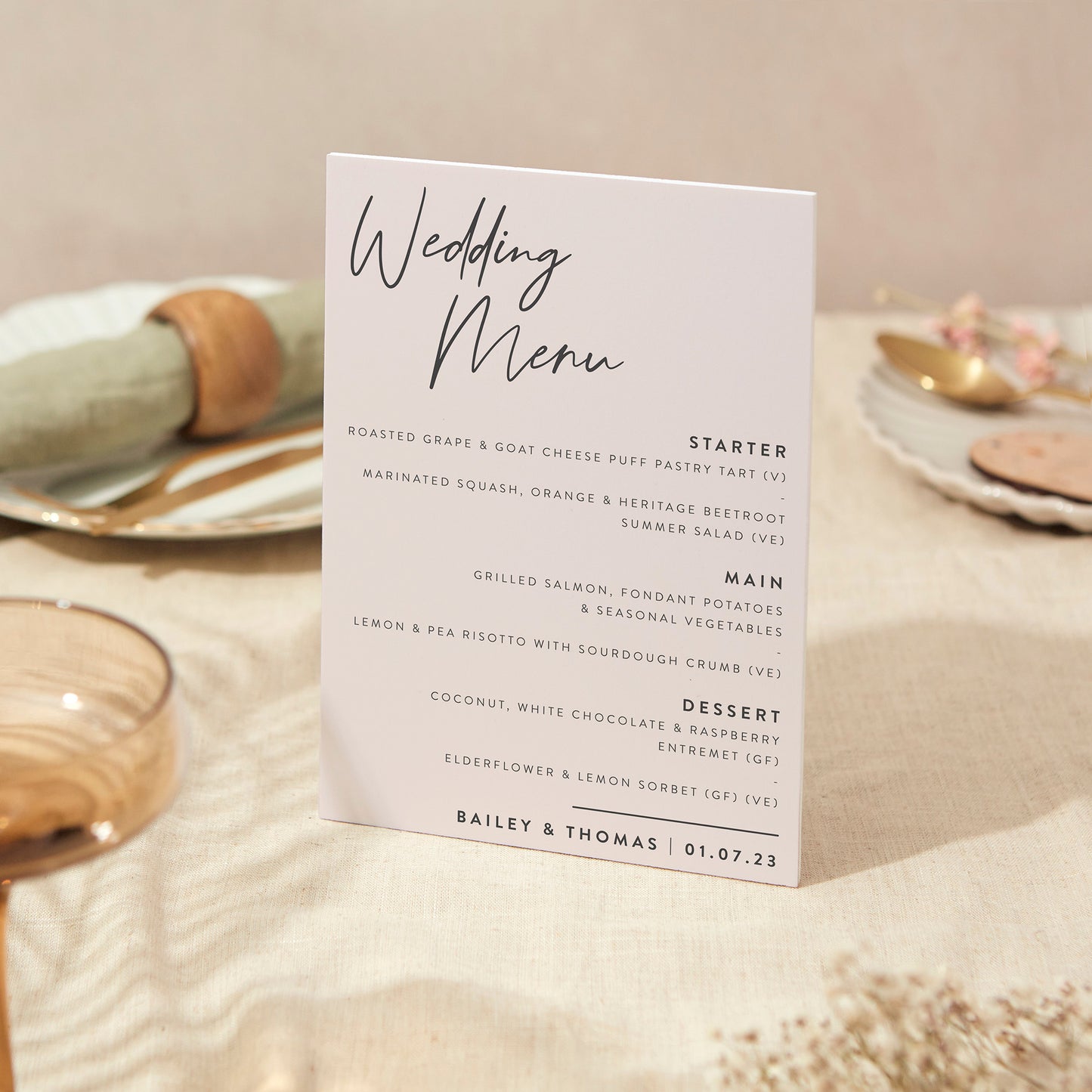 Wedding Menu Sign Wedding Sign A5 Sturdy Foamex Sign Modern Minimal Script