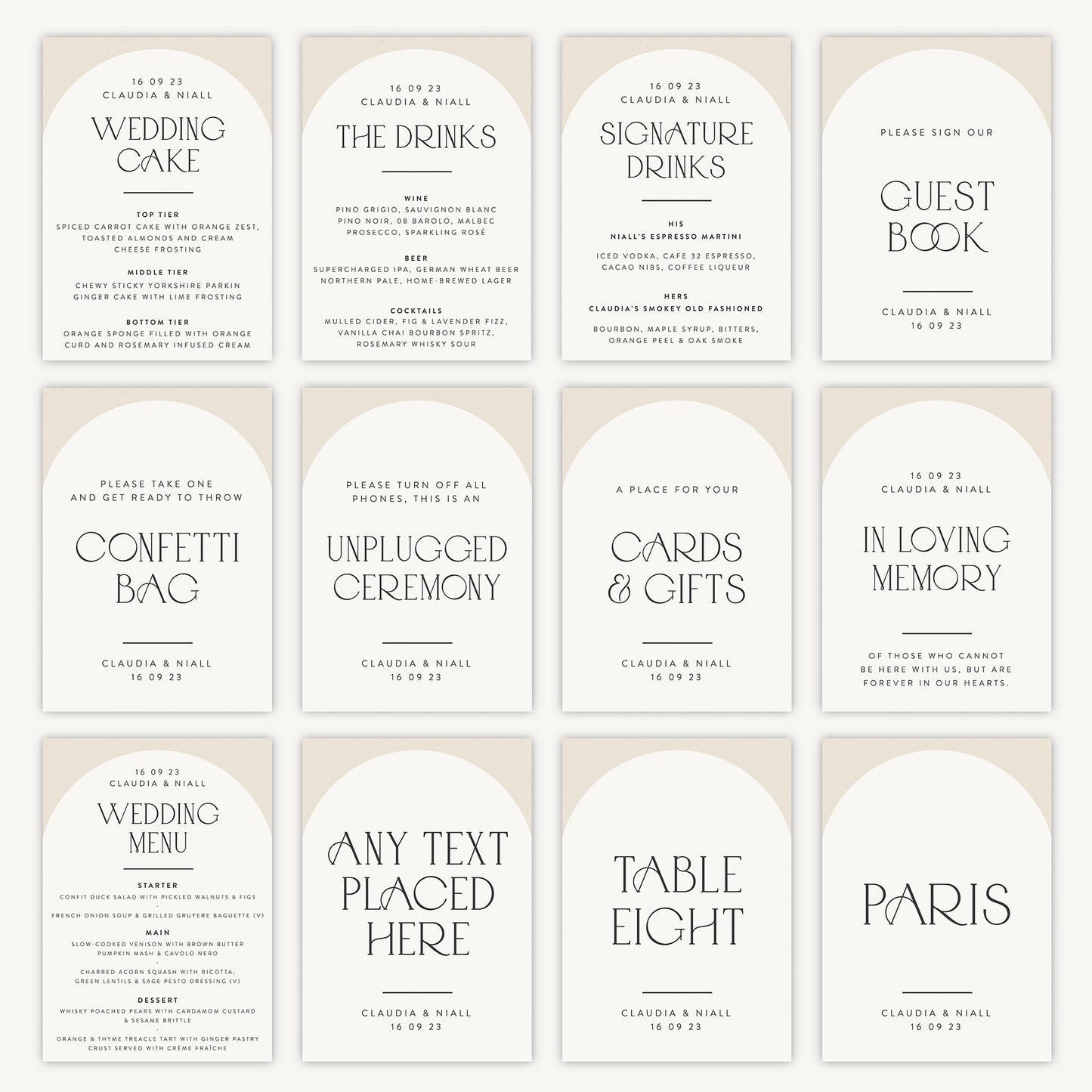 Wedding Cake Sign Wedding Sign A4 Sturdy Foamex Sign Minimalist Arch