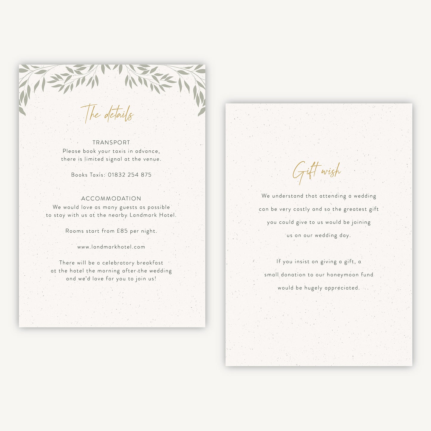 Botanical Rustic Wedding Invitation Details Card