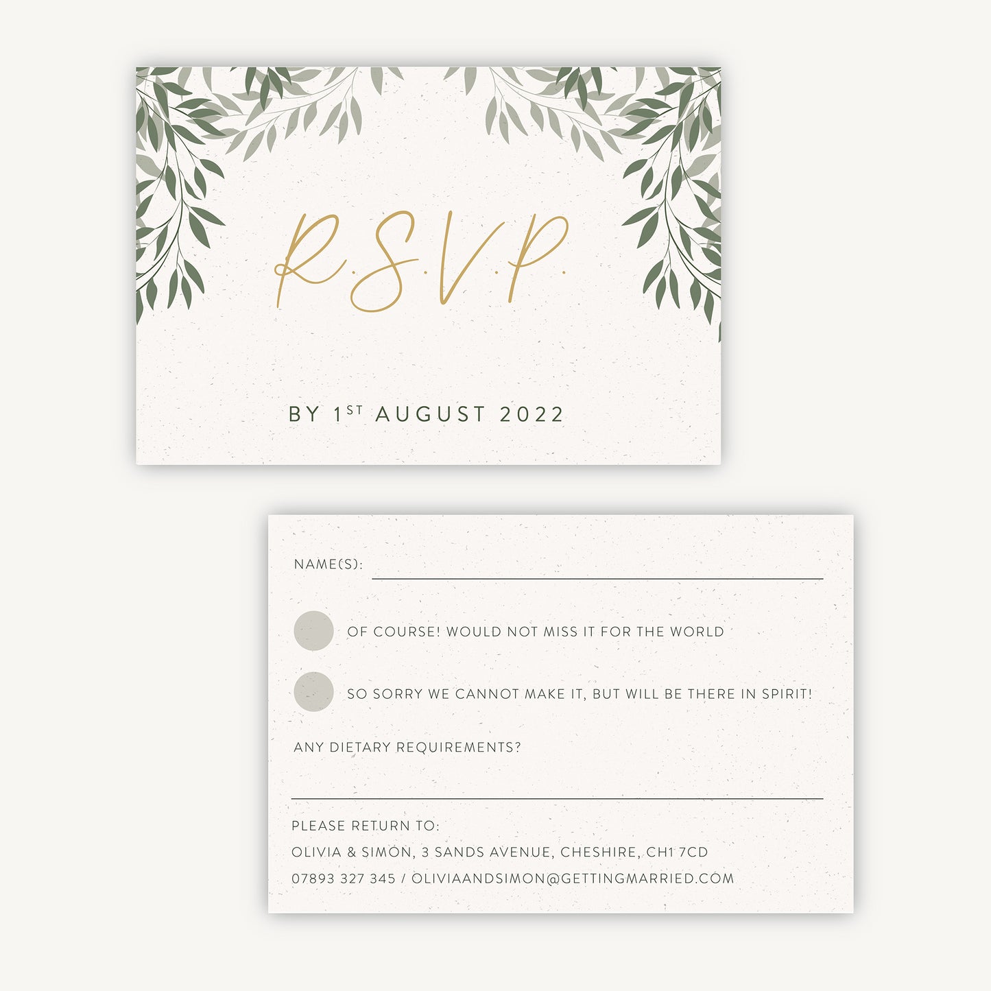 Botanical Rustic Wedding Invitation RSVP Card