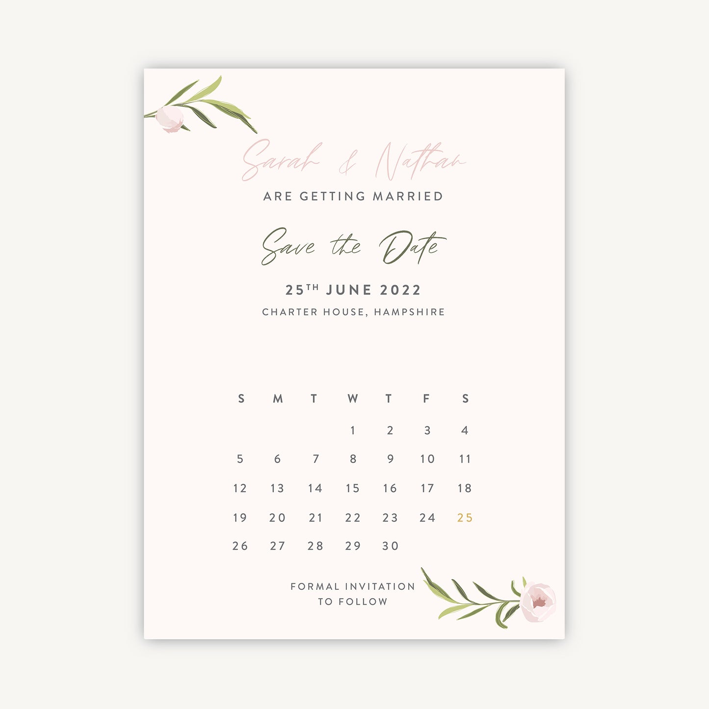 Blush Peony Folded Wedding Save the Date