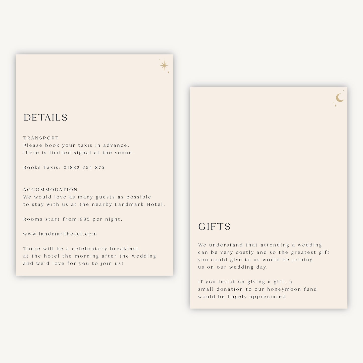 Celestial Night Sky Wedding Invitation Details Card