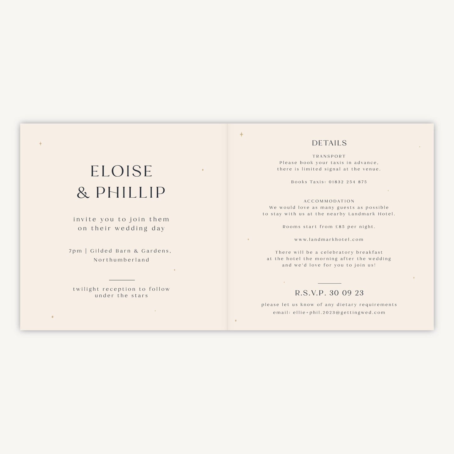 Celestial Night Sky Folded Wedding Invitation