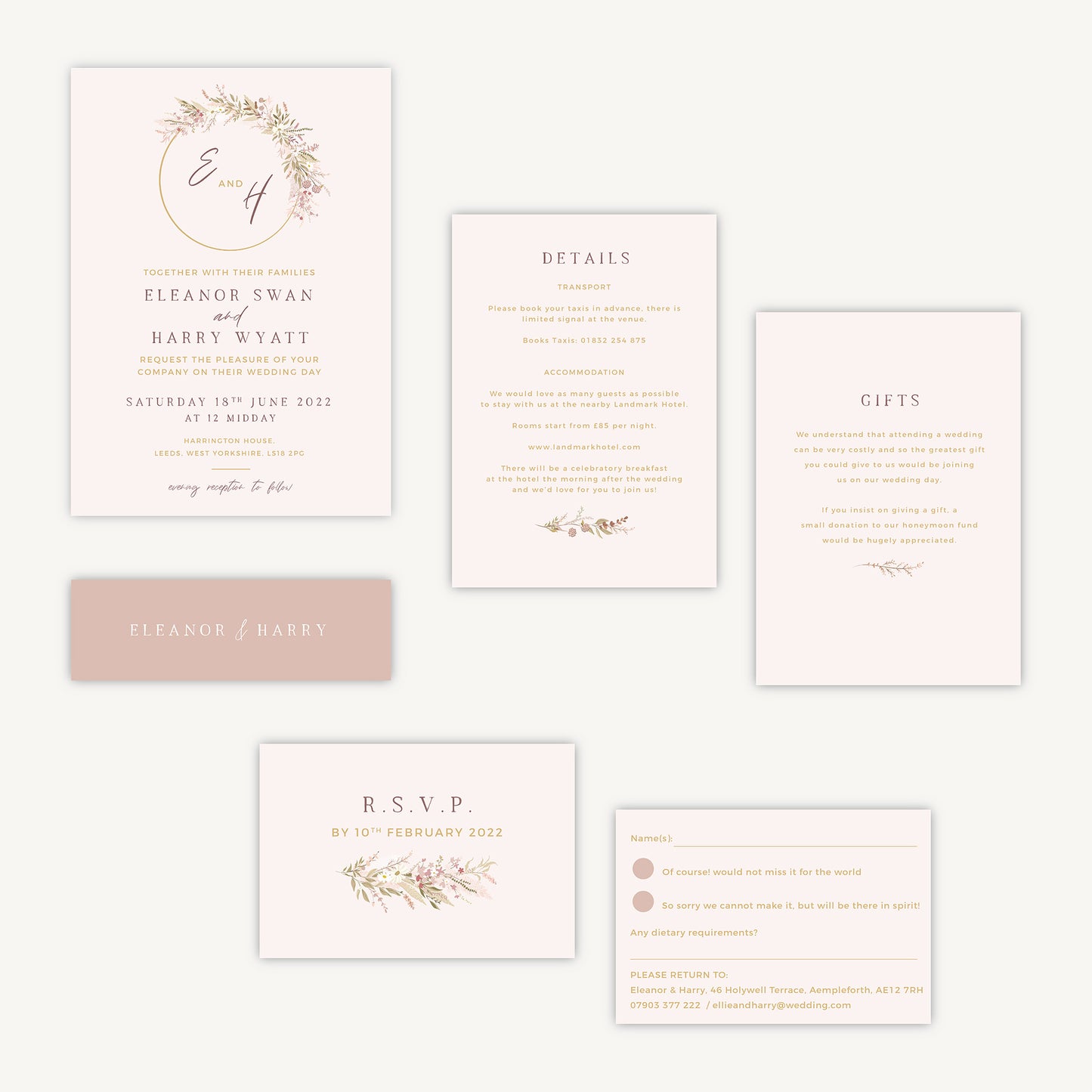 Dried Flower Hoop Wedding Invitation