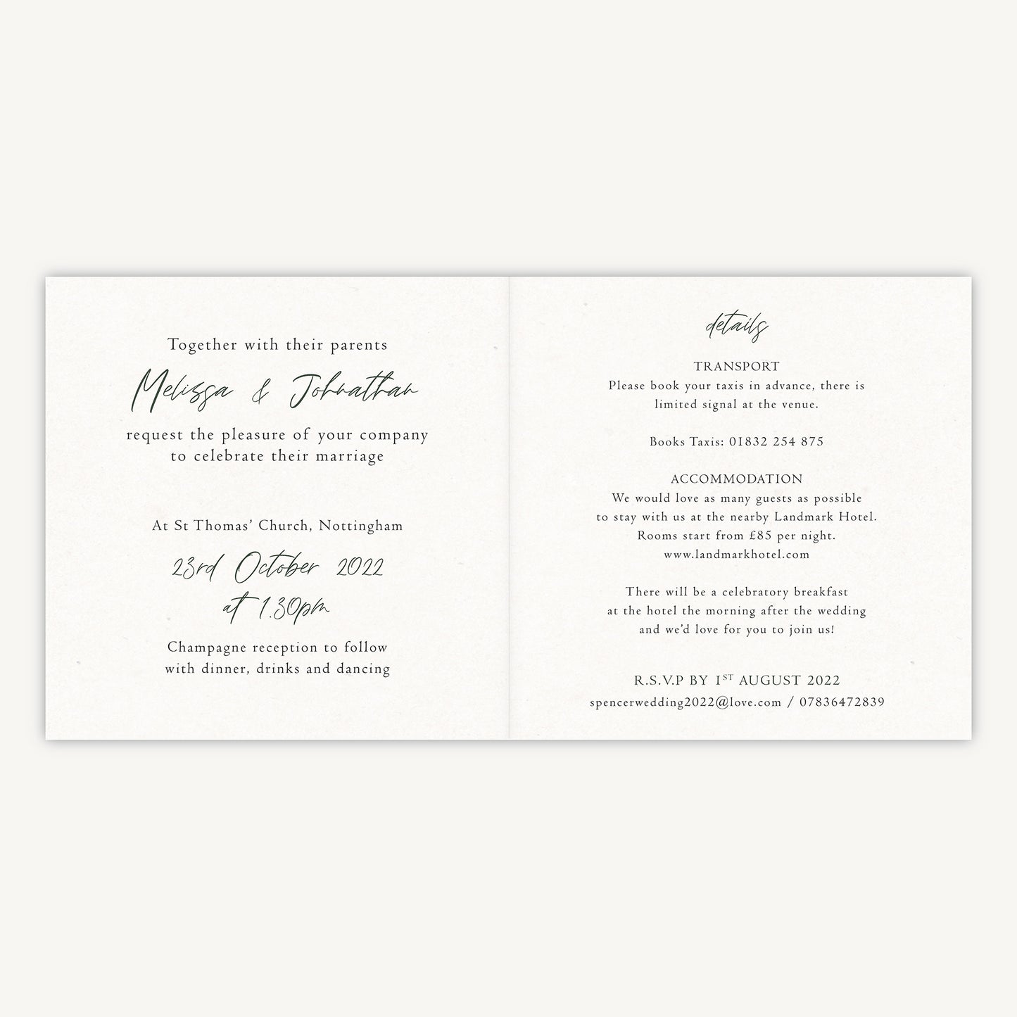 Elegant Floral Folded Wedding Invitation