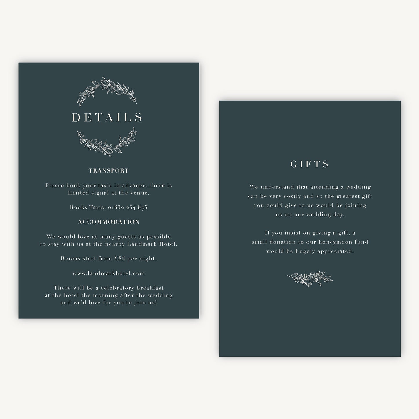 Foliage Monogram Wedding Invitation Details Card