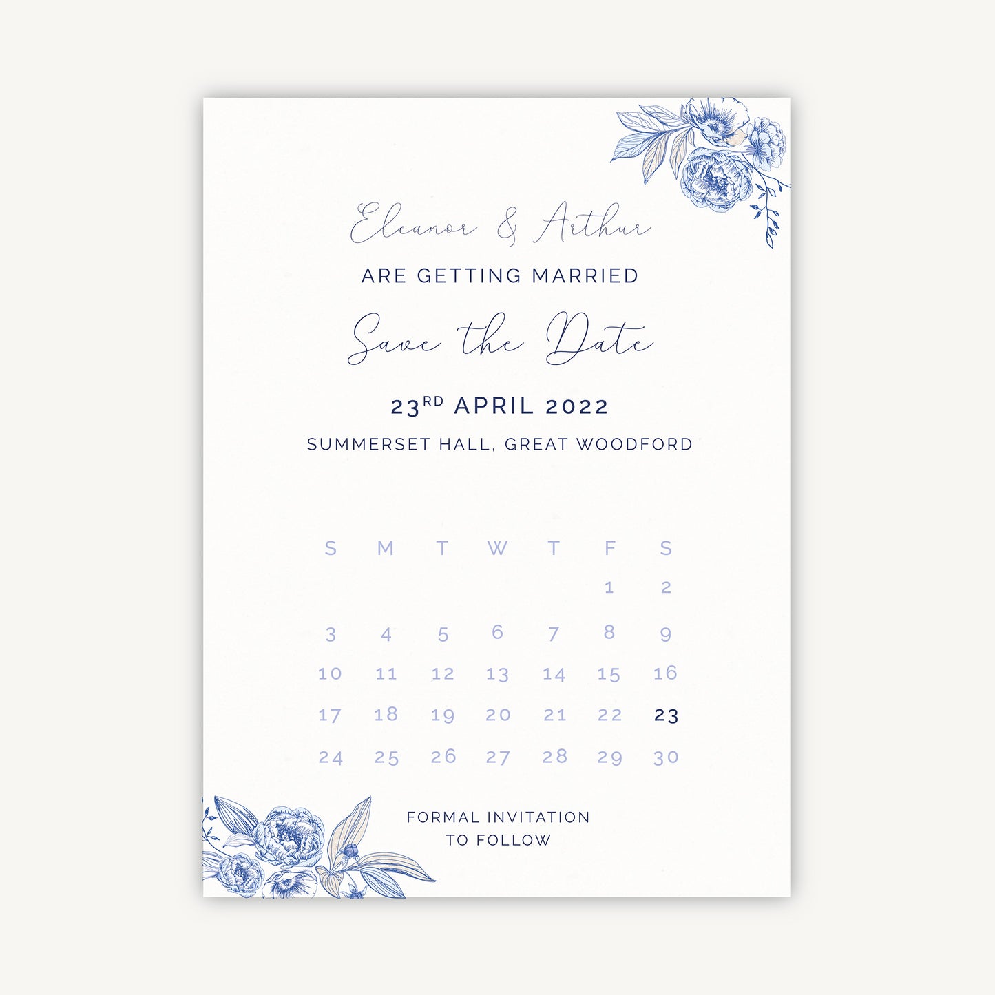 Farmhouse Blue Folded Wedding Save the Date