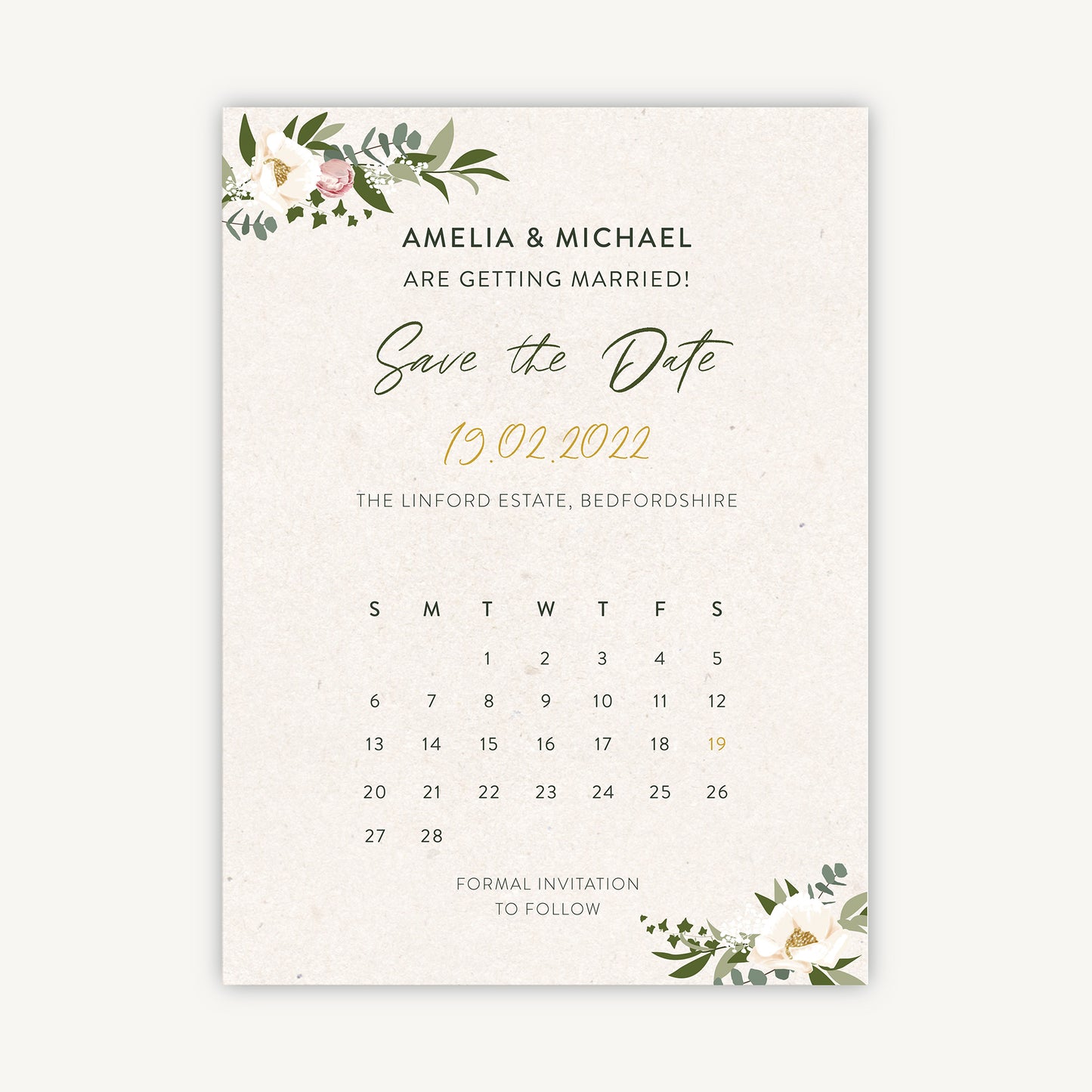 Floral Hoop Folded Wedding Save the Date