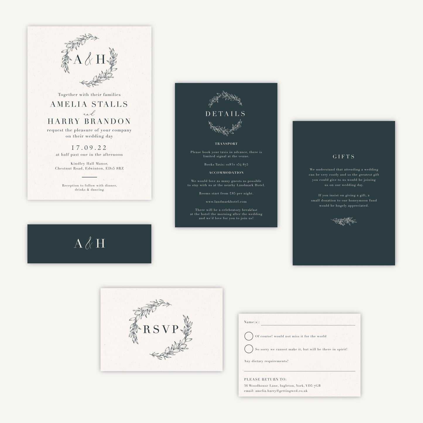 Foliage Monogram Wedding Invitation