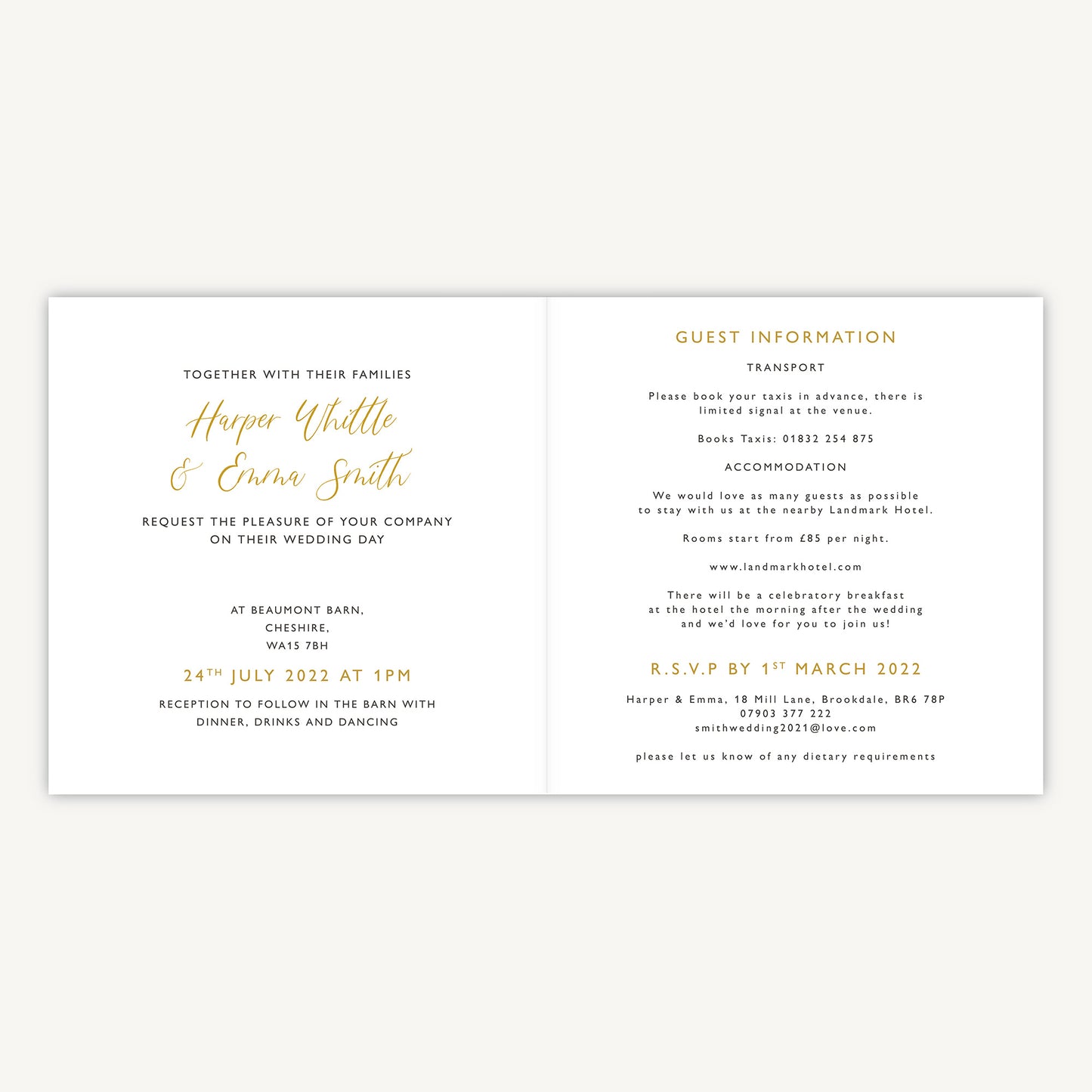 Foliage Hoop Folded Wedding Invitation