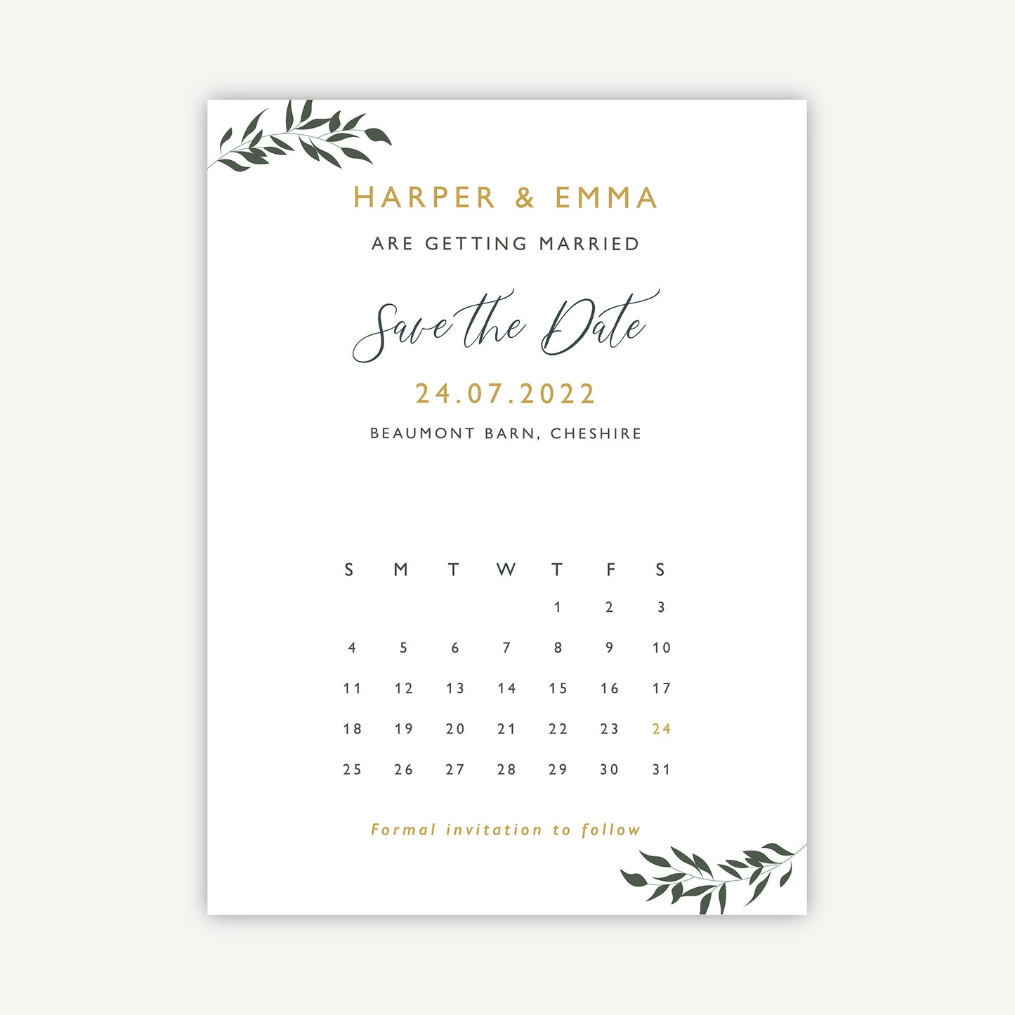 Foliage Hoop Folded Wedding Save the Date