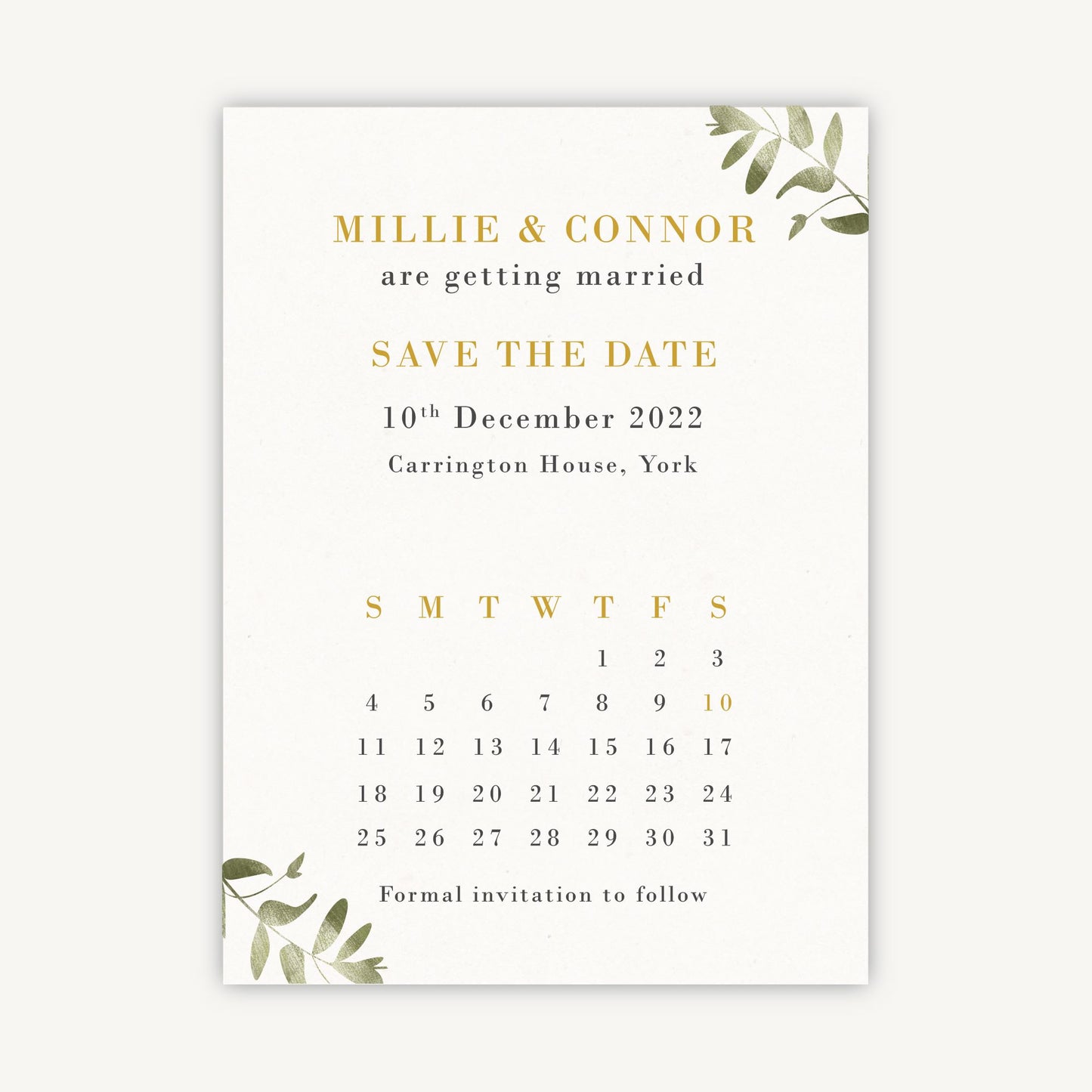 Greenery Botanical Folded Wedding Save the Date