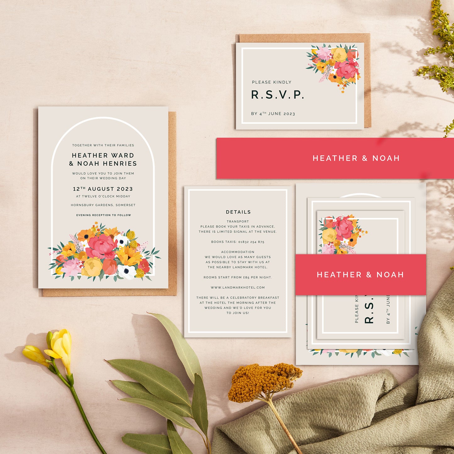 Bright Flowers Wedding Invitation