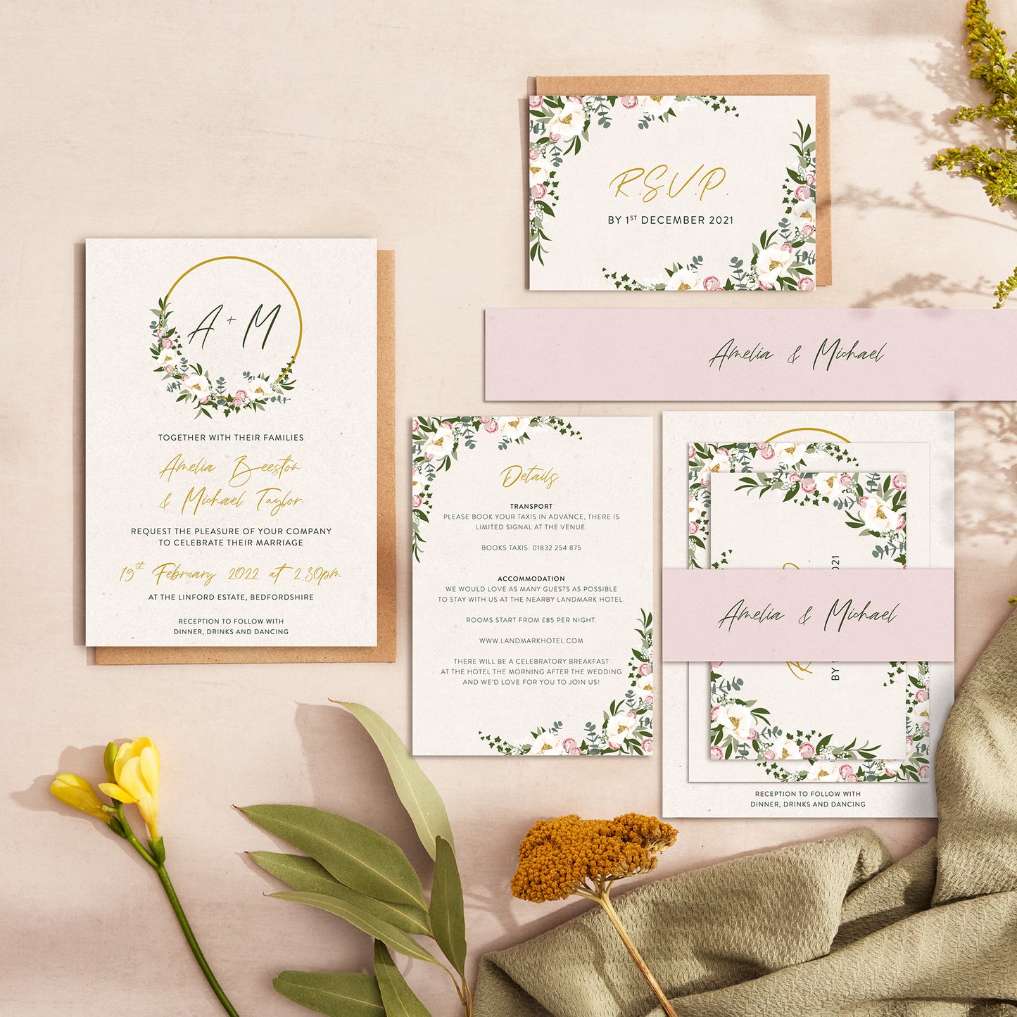 Floral Hoop Wedding Invitation