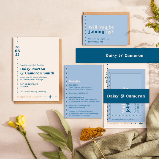 Muted Travel Wedding Invitation