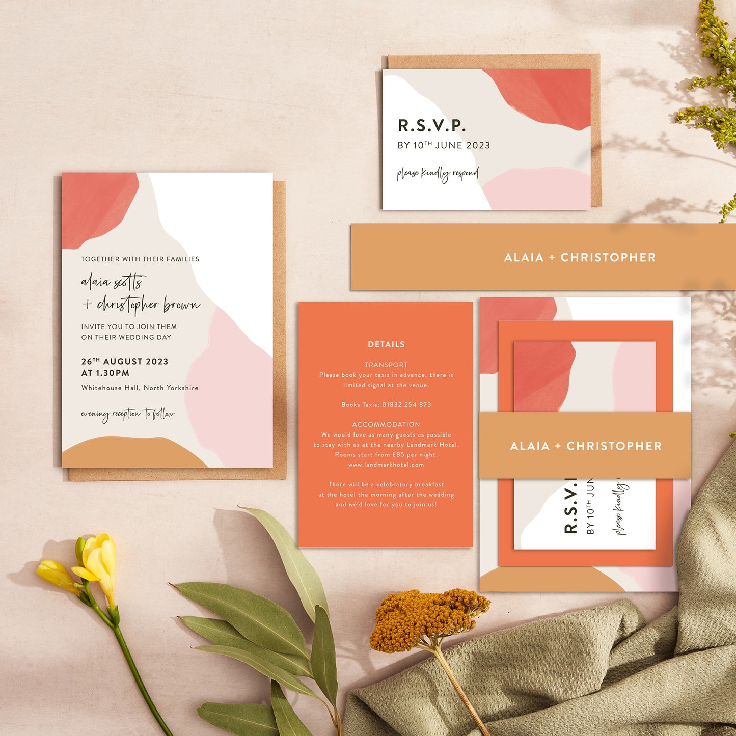 Painterly Colour Pop Wedding Invitation