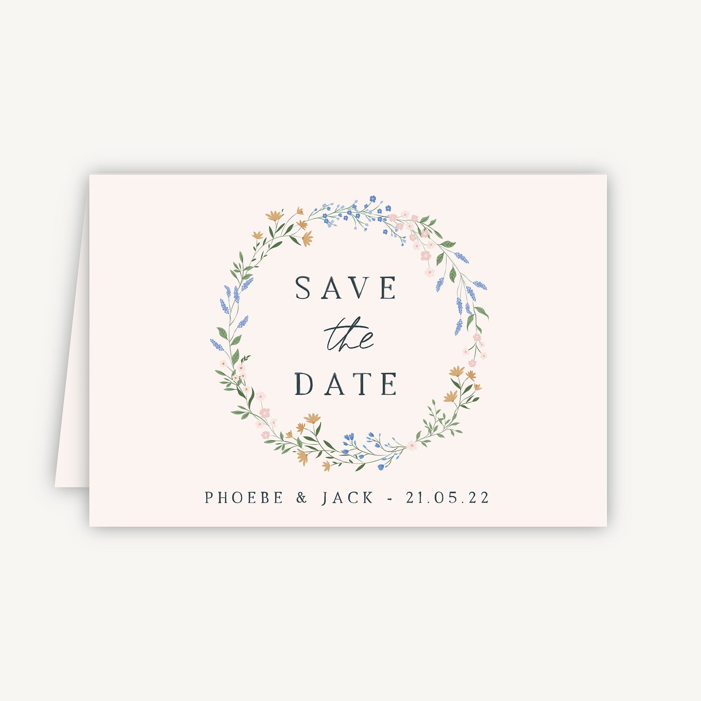 Wildflower Wreath Folded Wedding Save the Date