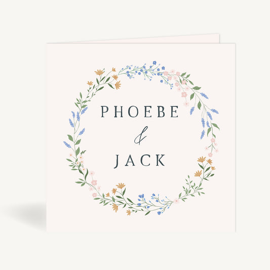 Wildflower Wreath Folded Wedding Invitation