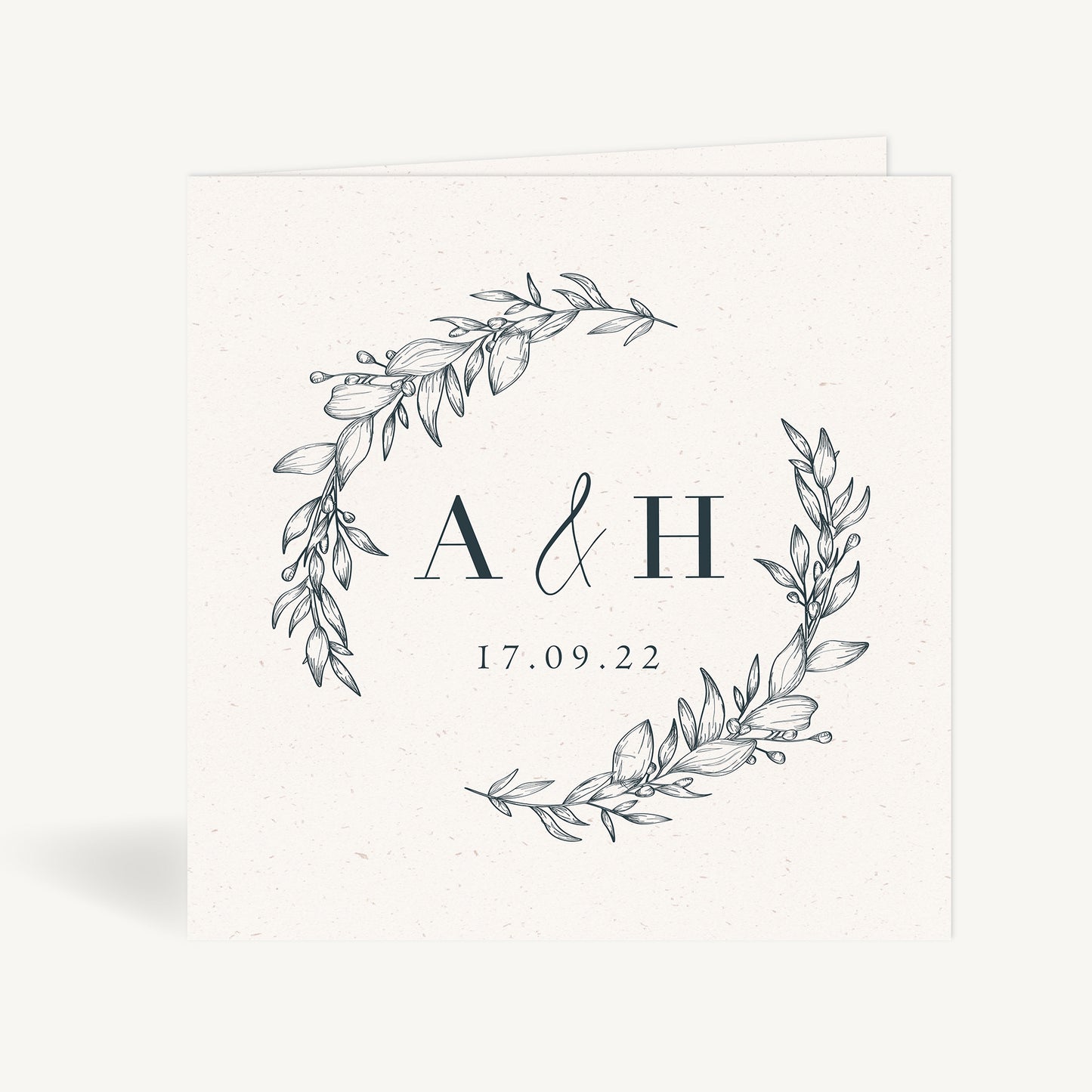 Foliage Monogram Folded Wedding Invitation