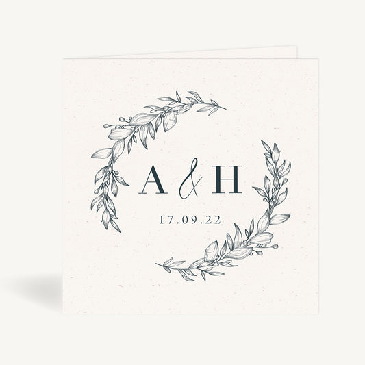 Foliage Monogram Folded Wedding Invitation