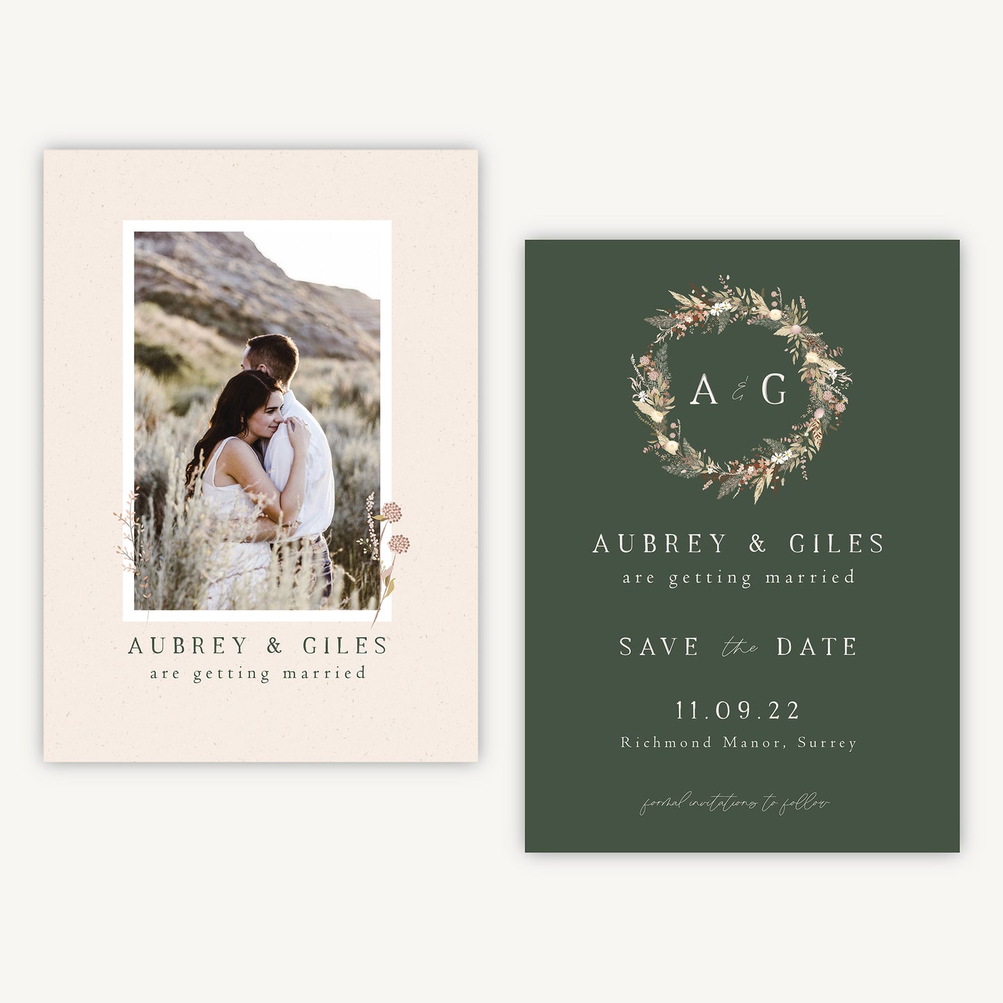 Dried Flower Wreath Photo Wedding Save the Date